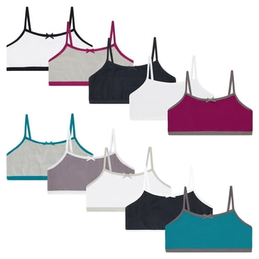 Buyless Fashion Girls Training Bra Cotton Cropped Cami Spaghetti Strap Brallete (10 Pack) - MT10-GA2-S