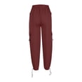 thumbnail image 4 of Yuyuzo Cargo Pants for Women High Waisted Elastic Drawstring Wide Leg Straight Lightweight Pants with Pockets, 4 of 6