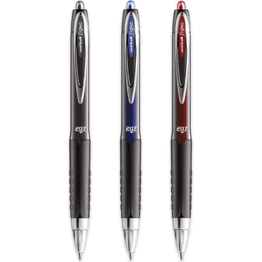uniball Signo UMN-207 Retractable Rollerball Pens, Medium Point, 0.7mm, Assorted Ink Colors, 3 Pack