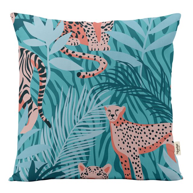 VargottamSquare Pillow Cover - Decorative Pillow Covers12x12 Inches,PrintedTeal BlueThemePillowcase, DecorativeSquareCushionCovers