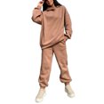thumbnail image 2 of Innerwin Ensemble de Jogging Manches Longues Survêtements pour Femmes Automne Coupe Ample Deux Pièces Camel S, 2 of 8