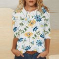 thumbnail image 2 of CEHVOM T-shirt de Mode pour Femme Mi-Long à Manches 3/4 Blouse à Col Rond Hauts Décontractés Liquidation, 2 of 5