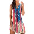 thumbnail image 2 of Dvkptbk Robes Drapeau Américain pour Femmes Été Plage Sans Manches Robe d'Été Évasée Décontractée Ample Robe T-Shirt - Soldes d'Été Liquidation, 2 of 5