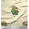 thumbnail image 1 of Soimoi Poly Georgette Fabric Leaves & Floral Block Printed Craft Fabric by The Yard 52 Inch Wide, 1 of 3
