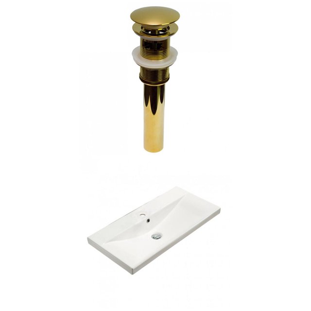 American Imaginations 31.73-in. W 1 Hole Ceramic Top Set In White Color - Overflow Drain Incl. AI-30696