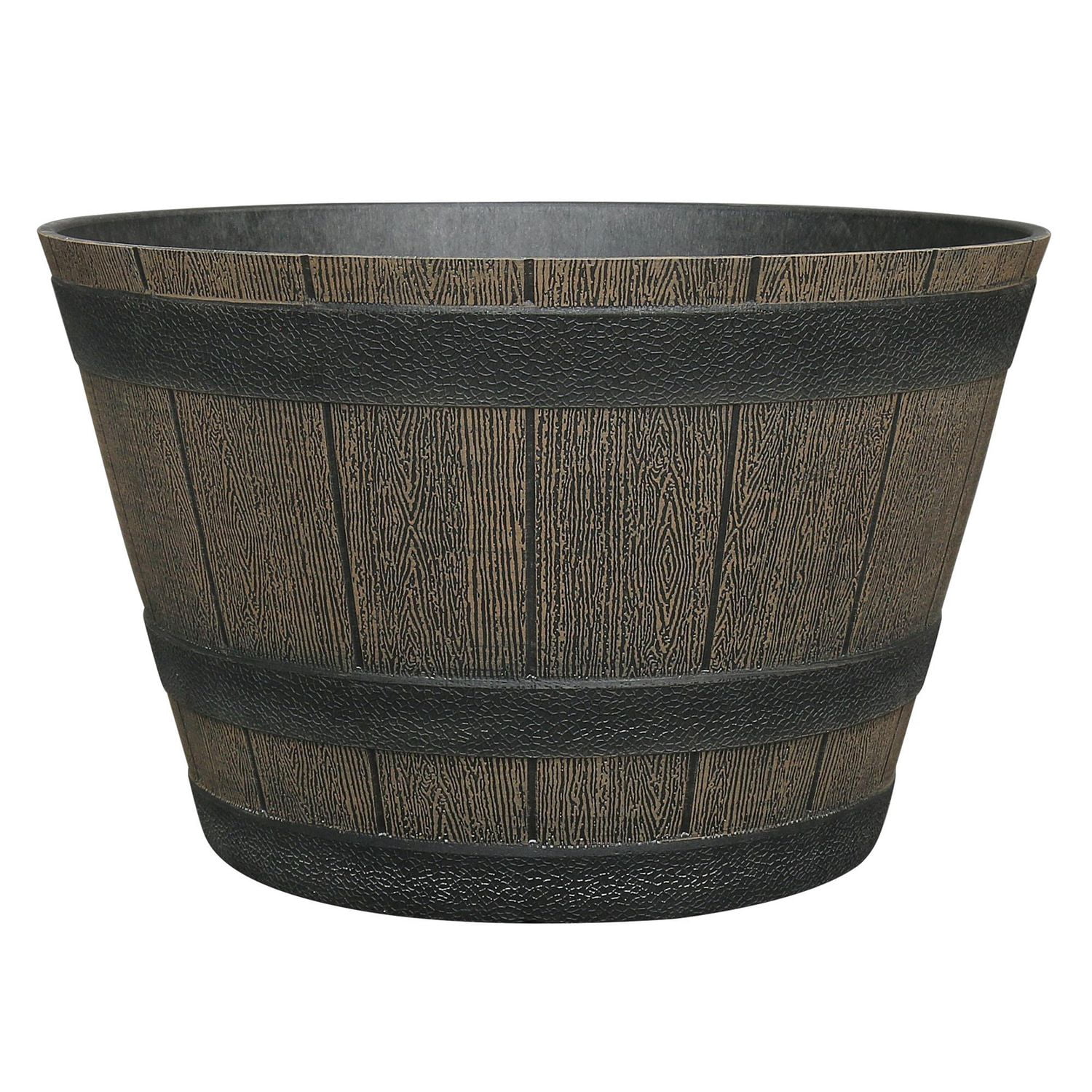 Jardinière en Résine Tonneau de Whiskey Mainstays 14 pouces, Marron