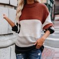 thumbnail image 1 of RKSTN Sweaters for Women Pull-Over Décontracté à Rayures Patchwork Manches Longues Épais Col Rond Automne, 1 of 9