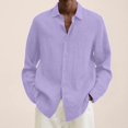thumbnail image 2 of MesaSe Chemise à Manches Longues en Coton et Lin pour Hommes, Col Rabattu Ample, 2 of 6