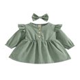 thumbnail image 1 of MesaSe Automne Bébé Filles Princesse Robe 2pcs Volant à Manches Longues Bouton Velours Côtelé une Ligne Robe Bandeau Vin Rouge 2-3 Ans, 1 of 9
