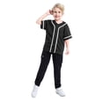 thumbnail image 3 of TOPTIE 2 Pack Kids Baseball Jersey Boy's Button Down Sport T Shirts Tops-black red-2T, 3 of 6