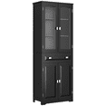 thumbnail image 1 of HOMCOM 63" Kitchen Pantry Storage Cabinet w/Adjustable Shelves Glass Door, 1 of 10