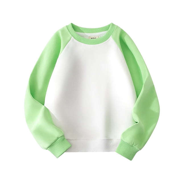 PMVFHDE Chandails à Capuchon pour Garçons pour le Sport Tout-Petits Enfants Bébés Garçons Filles à Blocs de Couleur à Empiècements Chandail Ras du Cou de Base Chandail Molletonné à Enfiler Manteau à Capuchon pour Enfants Hauts Vert Pâle, 3-4 Ans