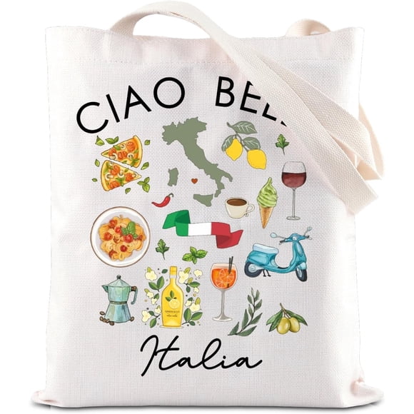 Italy Gift Ciao Bella Italia Inspire Tote Bag Italian Food Quote Travel Handbag Souvenir Gifts