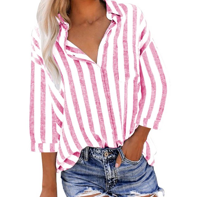 Xihbxyly Hauts Grande Taille pour Femmes Manches 3/4 Mode Décontractée Imprimé Manches Courtes Col Rond Blouses Chemises Offres Hebdomadaires