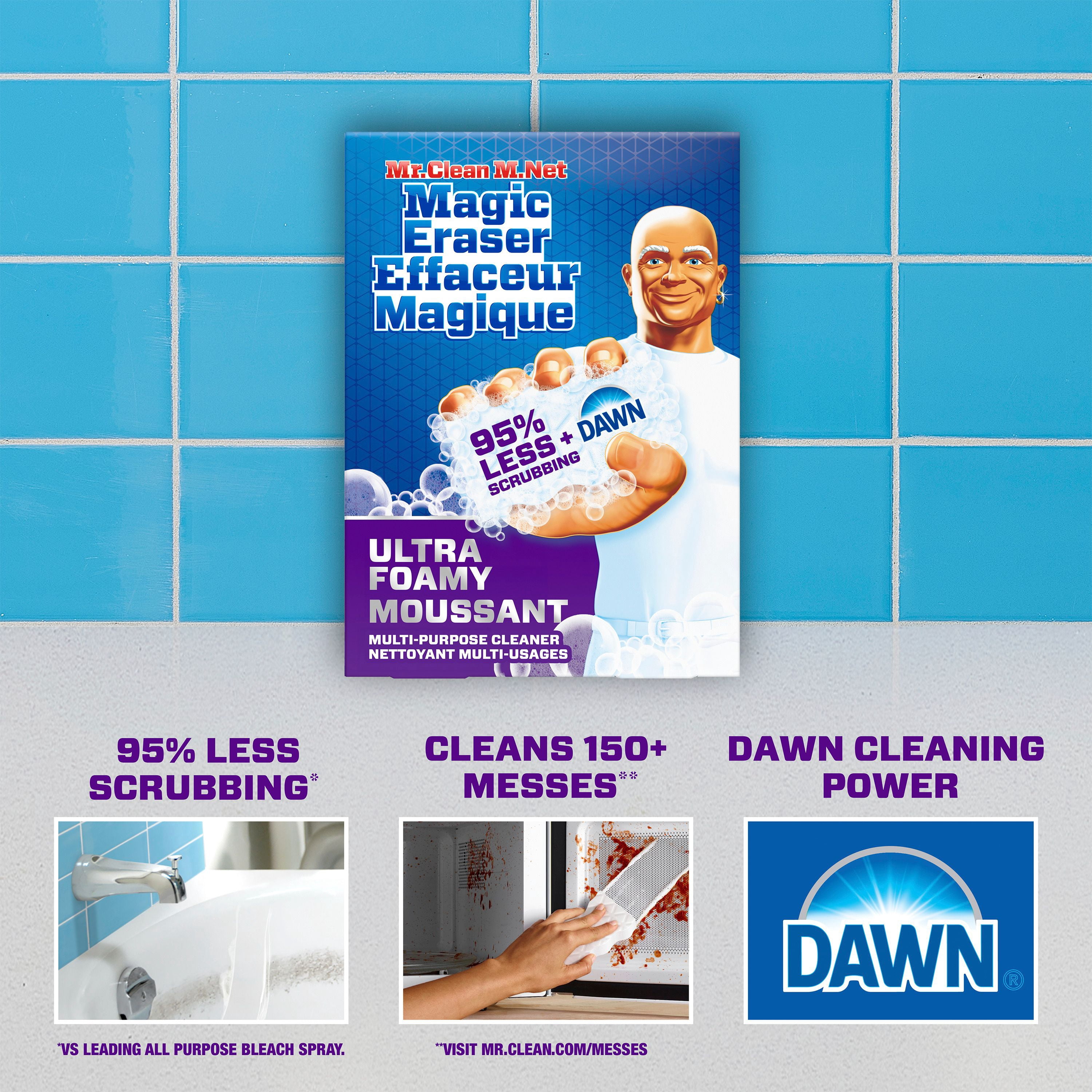 Mr. Clean Magic Eraser Ultra Foamy Multi Purpose Cleaner, Foaming Magic Eraser Sponge Multi Surface Cleaner, 5-Count