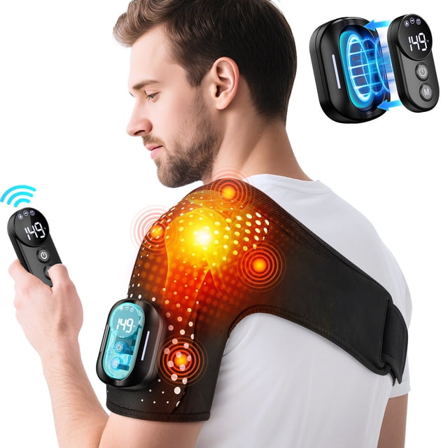 EGNMCR Remote Control Heated Massage Shoulder Pad With Detachable Remote Control And Shoulder Vibration Massagers Massager Massagers