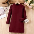 thumbnail image 5 of HXWCHs Robe de Demoiselle d'Honneur pour Fille Robe Moulante Ajustée pour Filles Hiver Chaude Extensible Col Roulé Manches Longues Tenue Décontractée pour Tout-Petits et Enfants avec Doux Rouge 9-10 Ans, 5 of 5