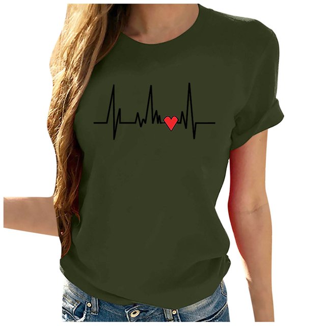 Birdeem Mode Femmes Décontracté Imprimé Chandail à Manches Courtes T-Shirt Hauts Blouse
