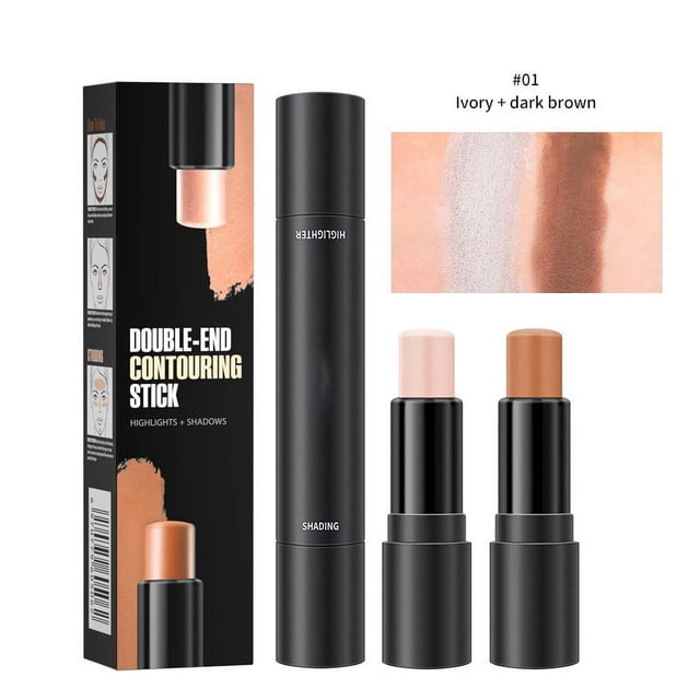 Aursykel Double Headed Versatile Contouring Stick for Concealing Dark Circles and Enhancing Features Long lasting Multifunctional Makeup High Gloss Stick for Sculpting Cheekbones