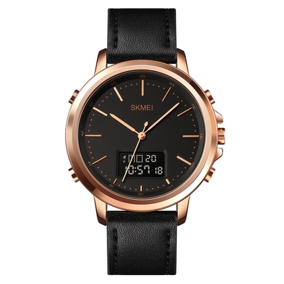 SKMEI SKMEI 1652 Men's Minimalist Digital Watch with Alarm, Stopwatch, Date Display, and Rose Gold Case - Black Dial, Waterproof, Light-Up Screen, 12/24H Time Format.