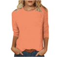 thumbnail image 1 of Timegard Hauts pour Femmes Été Col Rond Manches 3/4 T-Shirts Basiques Confortables Couleur Unie Blouses Décontractées Amples, 1 of 5