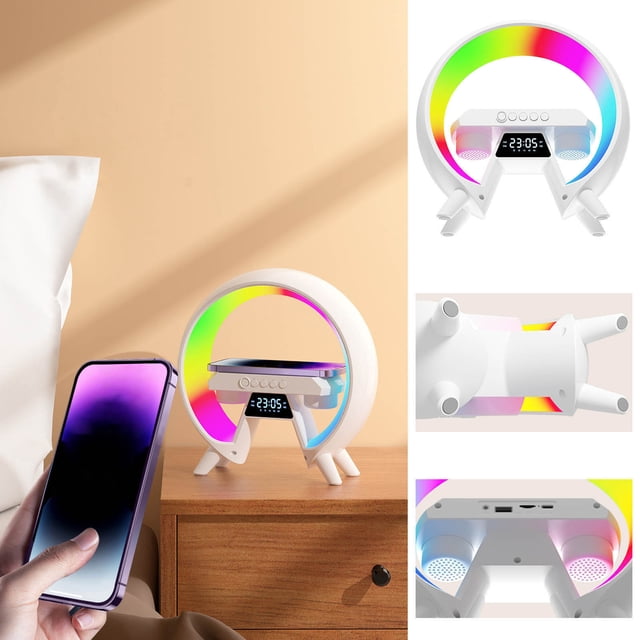 Dvkptbk Wireless Charger Lamp Bluetooth Speaker Music Clock Alarm Key And APP Control