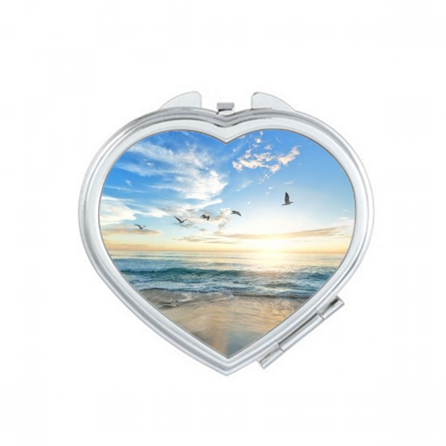 Ocean Sand Beach Bird Sea Picture Mirror Travel Magnification Portable Handheld Pocket Makeup