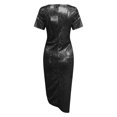 thumbnail image 4 of Pompotops Mode Femmes Robe Aguichant à Manches Courtes Robes Formelles Col en V Paillettes Fête Bureau Robes et Robes de Soirée, 4 of 4