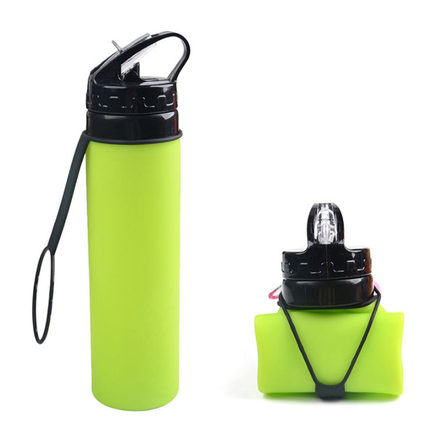 600mL Collapsible Water Bottle Foldable Water Bottle Silicone Lightweight Leak Proof BPA Free Bottle for Hiking Travel Outdoor Sports
