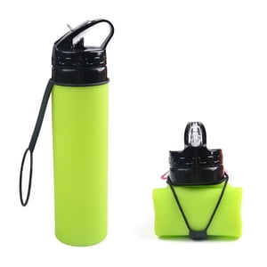 600mL Collapsible Water Bottle Foldable Water Bottle Silicone Lightweight Leak Proof BPA Free Bottle for Hiking Travel Outdoor Sports