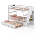 thumbnail image 1 of Gymax Lit Superposé en Bois Simple sur Simple avec Escalier de Rangement à Tiroir-Lit Convertible Blanc, 1 of 10