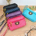 thumbnail image 3 of Women Handbag Canvas 3 Layers Zipper Bag Dot Printed Wallet Mobile Phone Bag, 3 of 9