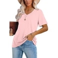thumbnail image 2 of Timegard Womens Summer Tops Short Sleeve V-Neck Solid Color Comfy Basic Tee Casual Loose Shirts Tops Blouse, 2 of 6