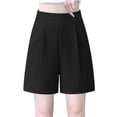 thumbnail image 1 of Timegard Womens Dressy Shorts Plus Size Elastic High Waisted Comfy Ruched Straight Leg Work Casual Shorts, 1 of 7