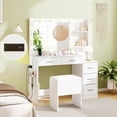 thumbnail image 2 of Costway Ensemble de Table de Maquillage 43,5 Pouces Coiffeuse avec Tabouret de Rangement Prises de Courant 2 Étagères Ouvertes, 2 of 10