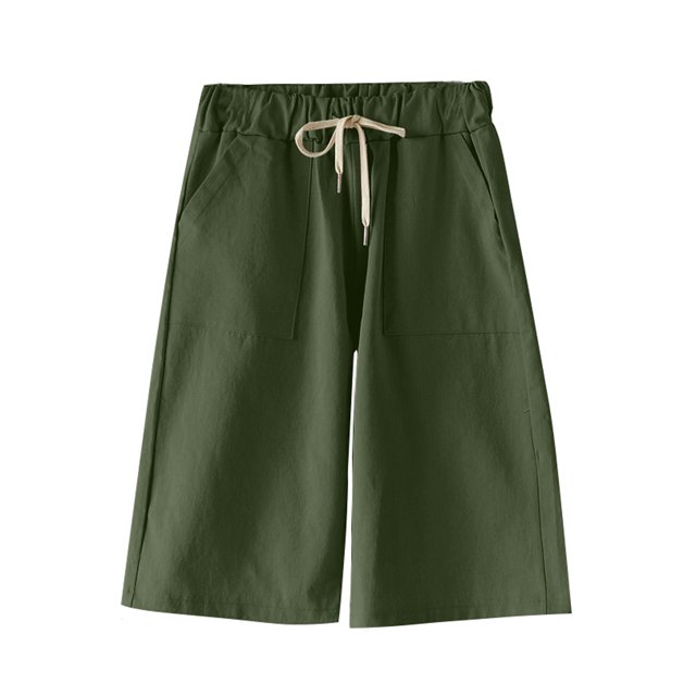 Innerwin Mini Pantalon Bermuda Femme Short Hot Pants Sport Longueur Genou Bas Décontracté Vert Armée m