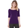 thumbnail image 1 of INSPIRE CHIC T-Shirt Ajusté à Manches Mi-Longues à Encolure Dégagée pour Superposition pour Femmes, 1 of 6