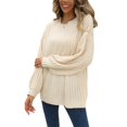 thumbnail image 1 of Women Crewneck Rib Knit Sweater Autumn Winter Loose Casual Pure Color Pullover Sweater for Shopping Beige XL, 1 of 8