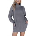 thumbnail image 2 of Women's Loose Oversize Turtleneck Wool Long Pullover Sweater Dress, 2 of 6