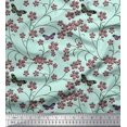 thumbnail image 1 of Soimoi Modal Satin Fabric Insect,Leaves & Flower Floral Fabric Prints by Yard 42 Inch Wide, 1 of 2