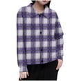 thumbnail image 2 of Mceream Women's Ribbed Knit Shacket Button Down Plaid Jackets Long Sleeve Sweater Shirts Fall Winter Trendy Cardigans Plus Size Winter Warm Outwear Chaqueta De Invierno Para Mujer Purple M, 2 of 5