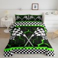 thumbnail image 1 of Erosebridal Racing Car Bedding King Comforter Set, Checkered Flag Down Comforter, Honeycomb Geometric Decor, Ultra Soft 3pcs, 1 of 8