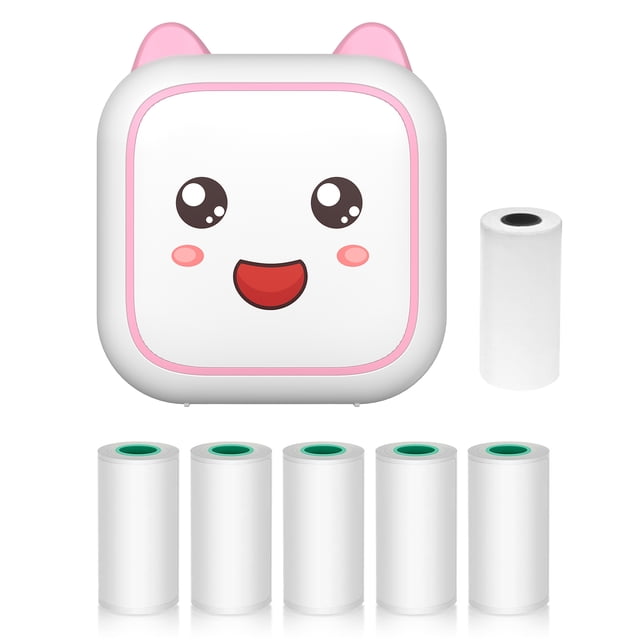 Imprimante de Poche Mini C26 - Imprimante Thermique de 2 Pouces, 200 Dpi, Idéale pour les Notes, Images, Pages Web et Rappels - Rose avec 1 Rouleau de Papier Thermique et 5 Rouleaux Adhésifs Inclus