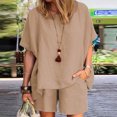thumbnail image 3 of Ensembles Deux Pièces pour Femmes Décontractés Ensembles 2 Pcs pour Femmes Ensemble de Vêtements d'Été Femme Col Rond Sans Manches Hauts Pantalons Ensembles Style Pantalon Décontracté S_833 Survêtements pour Femmes Café TG, 3 of 7