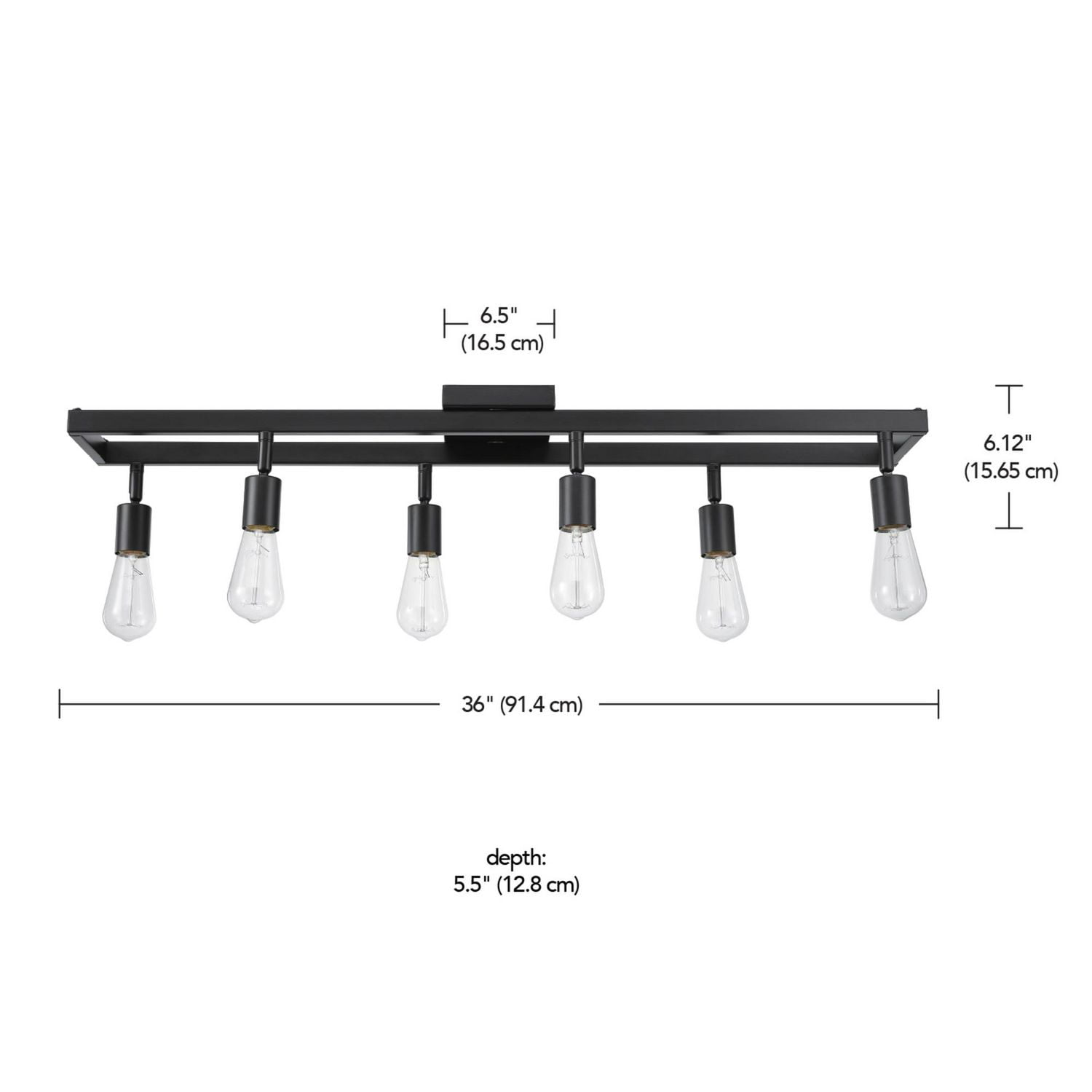 Globe Electric Weston 6-Light Track Lighting, Matte Black