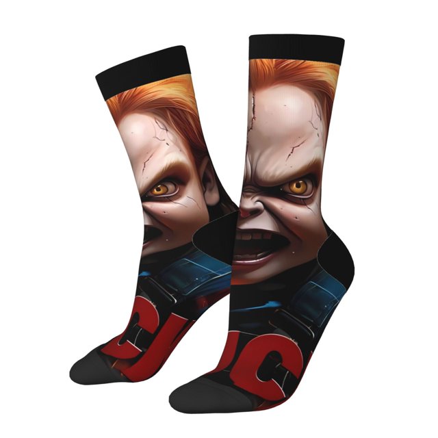 Goofa Chucky Printed Men's Crew Socks, Soft Durable Breathable Moisture-Wicking with Odor Control Cotton socks