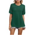 thumbnail image 1 of Yanlir Women's Fashion Spring Summer Solid Color Round Neck Short Sleeve Lace Patchwork Loose T-Shirt Summer Tops(Green,M), 1 of 7