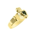 thumbnail image 3 of RYLOS Rings Gold Plated Silver Claddah Love, Loyalty & Friendship Heart 6MM Gem Irish Wedding Band Claddagh Rings Green Sapphire Jewelry Size 7, 3 of 7