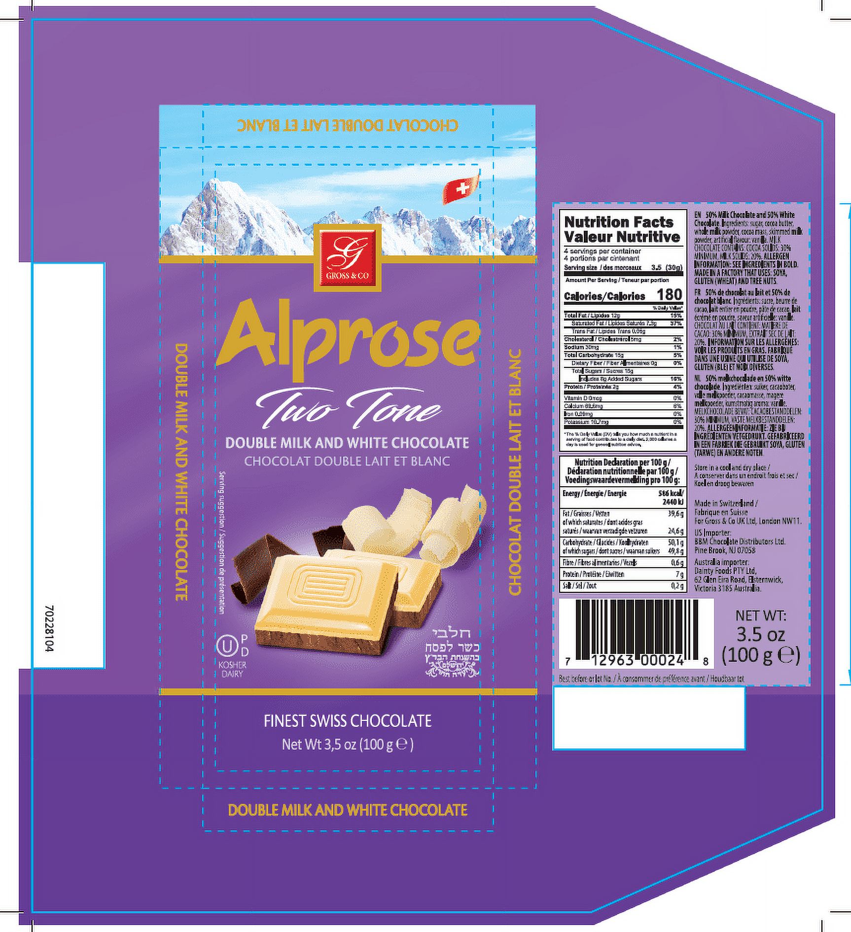 Alprose Barre Choc Blanc KPY 100g