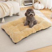 Cheapark Pet Bed Long Plush Winter Warm Cushion Pineapple Texture Soft Cozy Sleeping Mat For Dogs Cats Indoor Beige